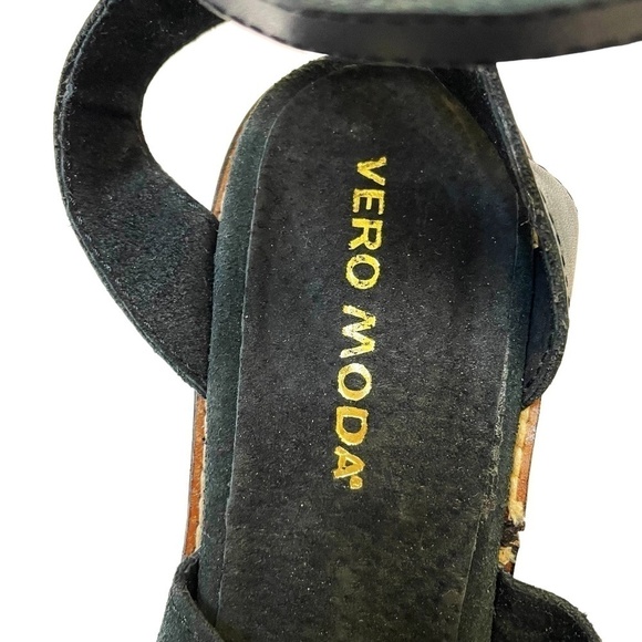 Black Suede Heel Shoes With Wrap Around Ankle Straps - Picture 9 of 14